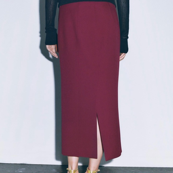 ZARA Gorgeous Wine color co-ord Set with tailored blazer & MIDI Pencil Skirt 🔥 - Picture 12 of 13